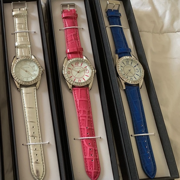 NWT Manhattan by Crotan Ladies Quartz Watch, Leather Band w/stopper, Blue - Picture 6 of 6